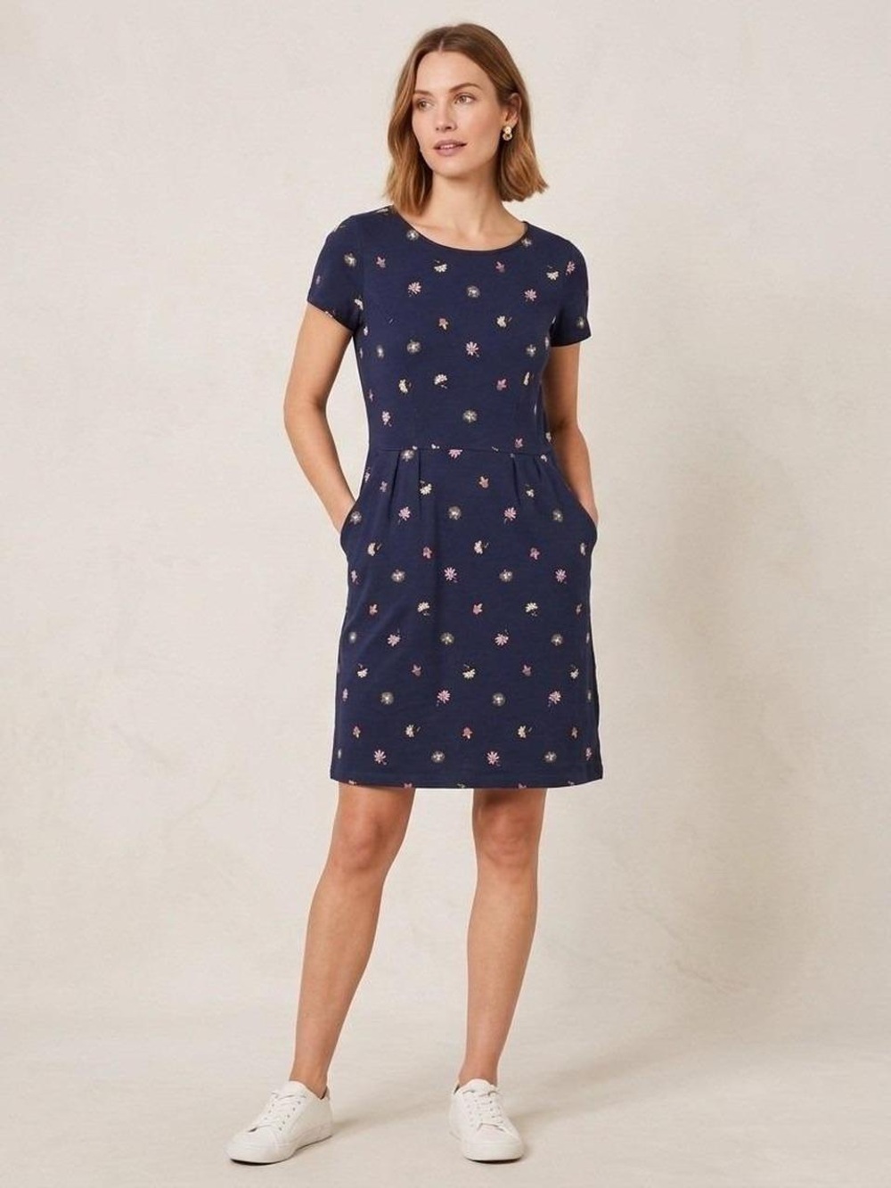 Boden Florrie Navy Dress with scattered flowers